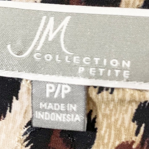 JM Collection Petites Leopard 🐆 Print Rounded Neckline 3/4 Sleeve Pullover Top - Picture 8 of 8